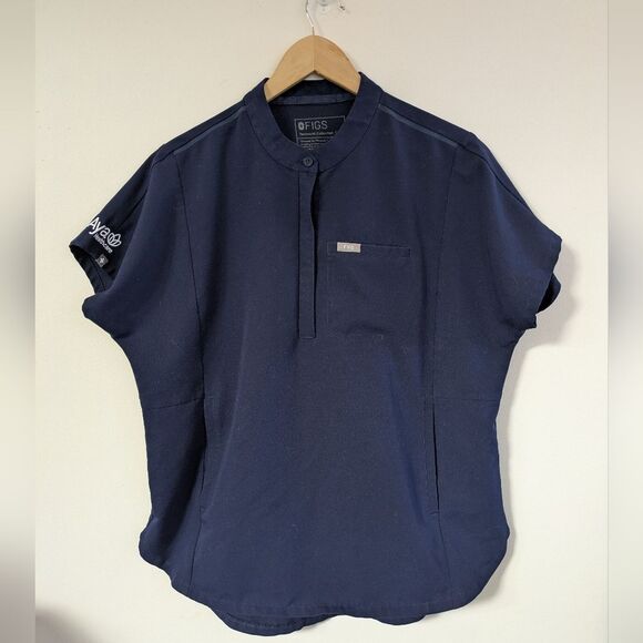 FIGS Montex Women's Navy Blue Short Sleeve Scrub Shirt Medium Zip Button BRANDED - Picture 2 of 9